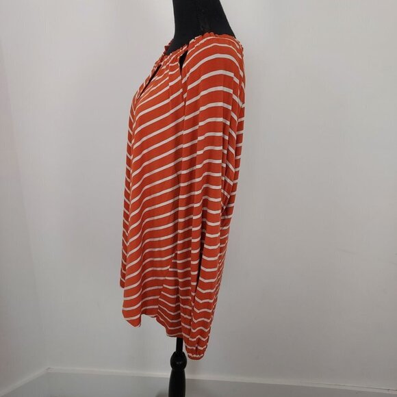 Chico's Size 16 Striped Peek-a-boo Peasant Top - Picture 2 of 10